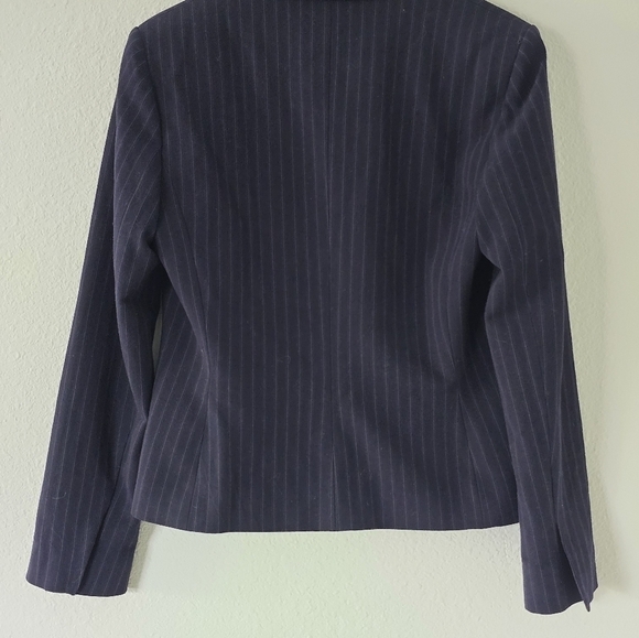 Chaps Womens Blazer sz 8 navy Blue Sport Jacket Striped Career - Picture 3 of 10